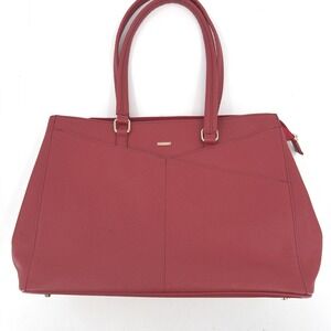 Lovevook Red PU Leather Womens Laptop Bag Lightweight Water Resistant